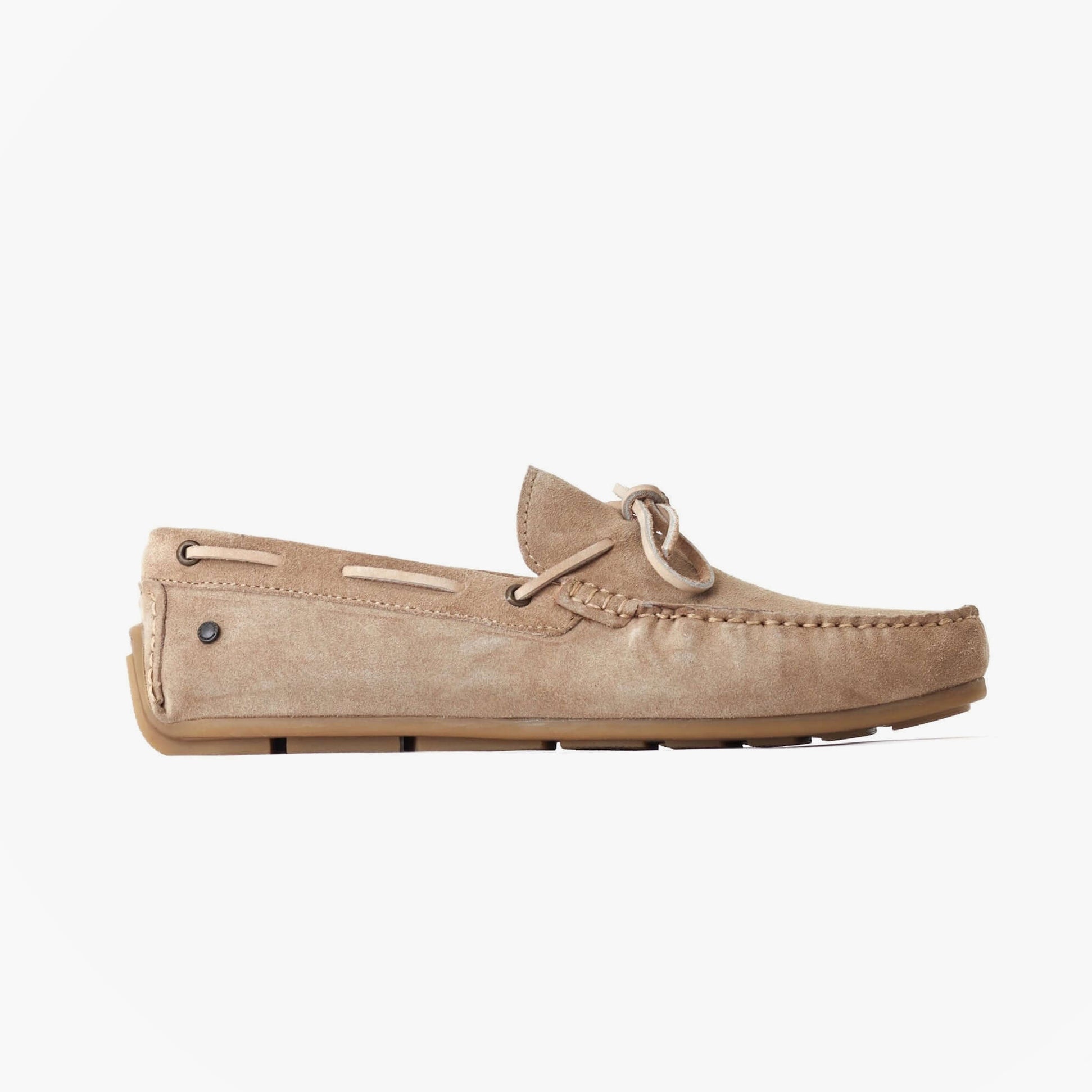 Base London BROOKS Mens Shoes Camel side view showcasing suede and leather loafer style.