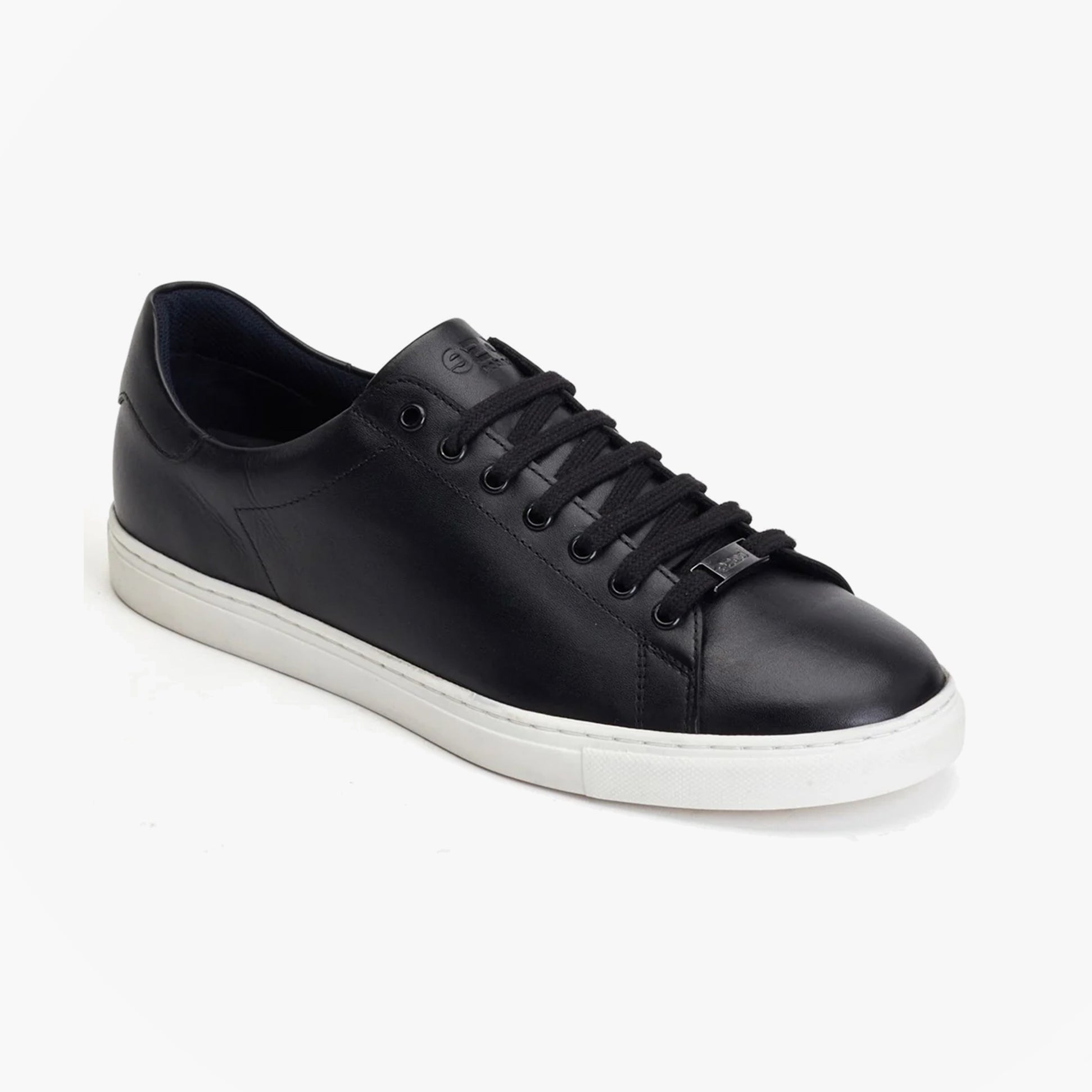Base London TUCKER Mens Shoes Black side view with lace-up closure and round toe design.