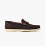 Base London SNAPPER Mens Loafers Brown side view, casual leather slip-on shoes with flat sole.