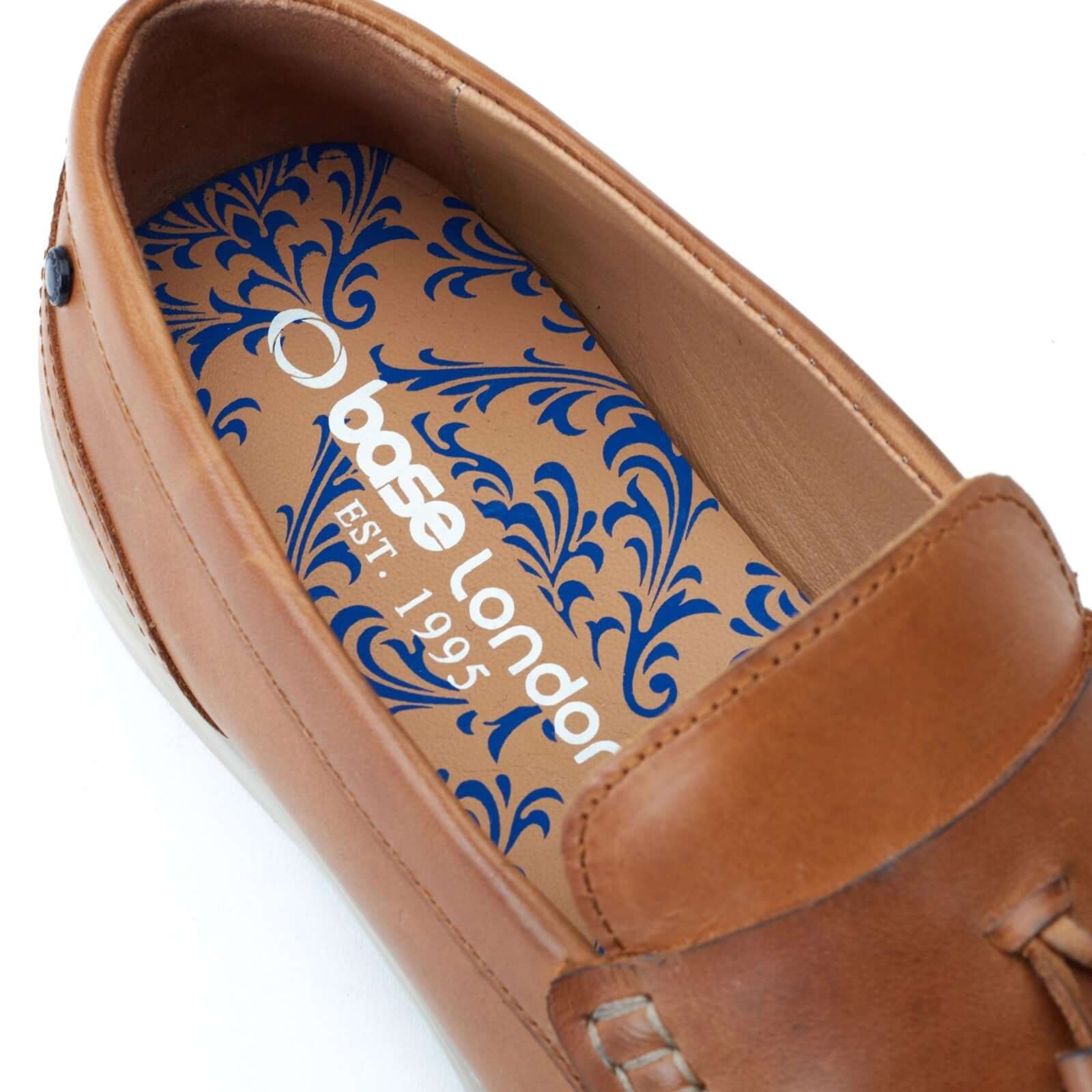 Base London BONITO Mens Shoes Tan detail view showcasing the leather interior and insole design.