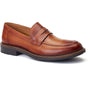 Base London IVEY Mens Shoes Tan side view leather loafer with almond toe and slip-on design