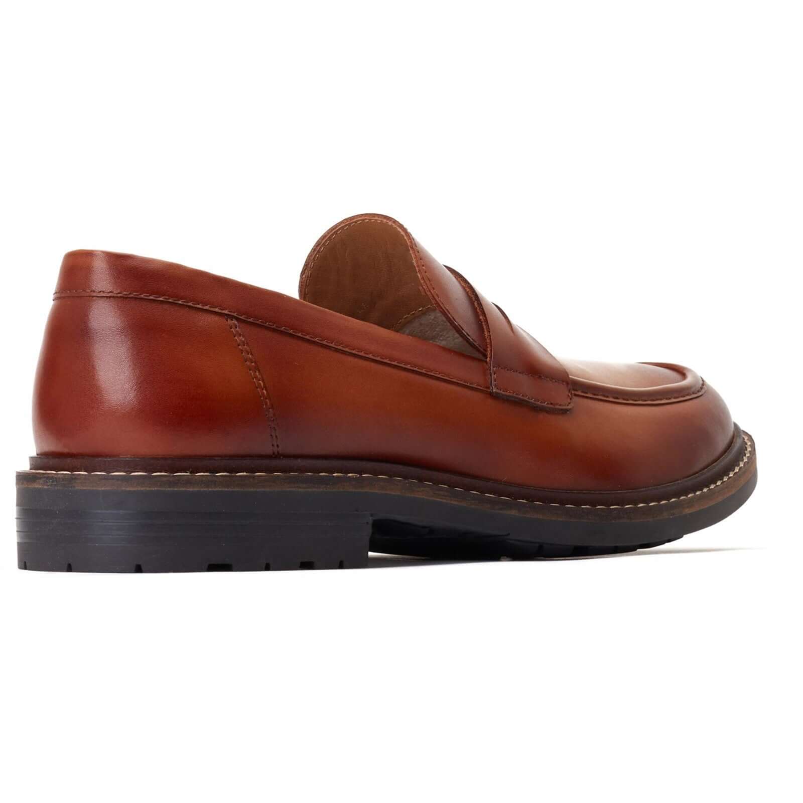 Base London IVEY Mens Shoes Tan side view of tan leather loafer with slip-on design.