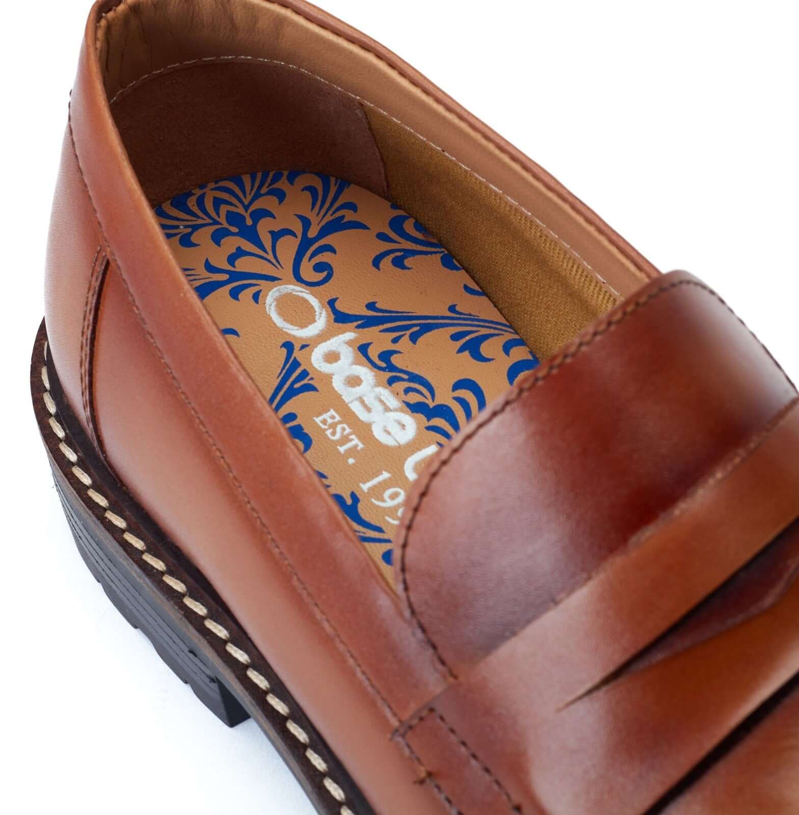 Base London IVEY Mens Shoes Tan detail view showing interior design and leather upper.