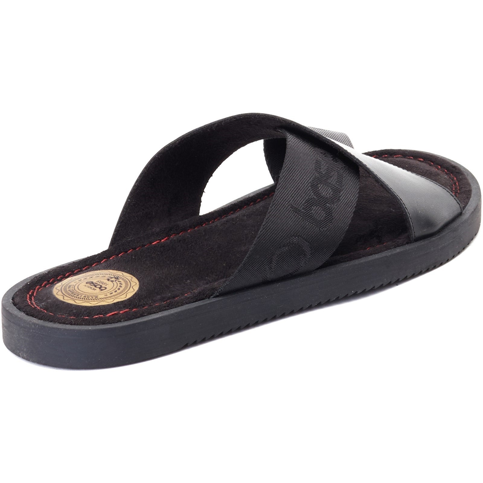 Base London WEBB Mens Sandals Black side view showing leather upper and synthetic sole.