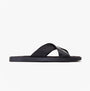 Base London WEBB Mens Sandals Black side view, featuring leather upper, slip-on design, and lightweight flat sole.
