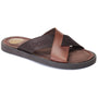 Base London WEBB Mens Sandals Brown side view showing leather upper and slip-on design with grip soles.
