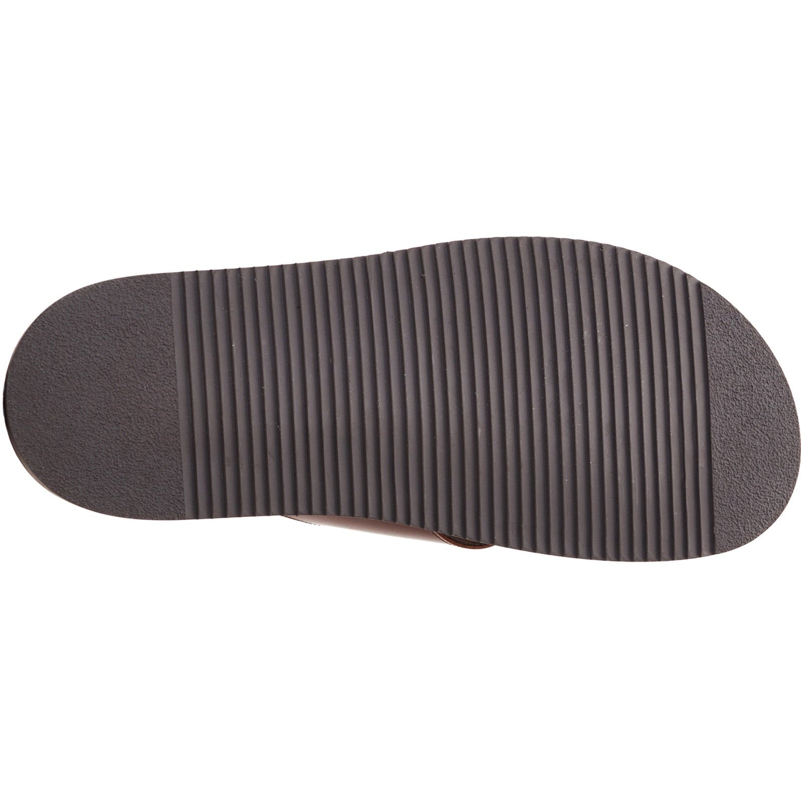 Base London WEBB Mens Sandals Brown bottom view showing grip sole and flat design.