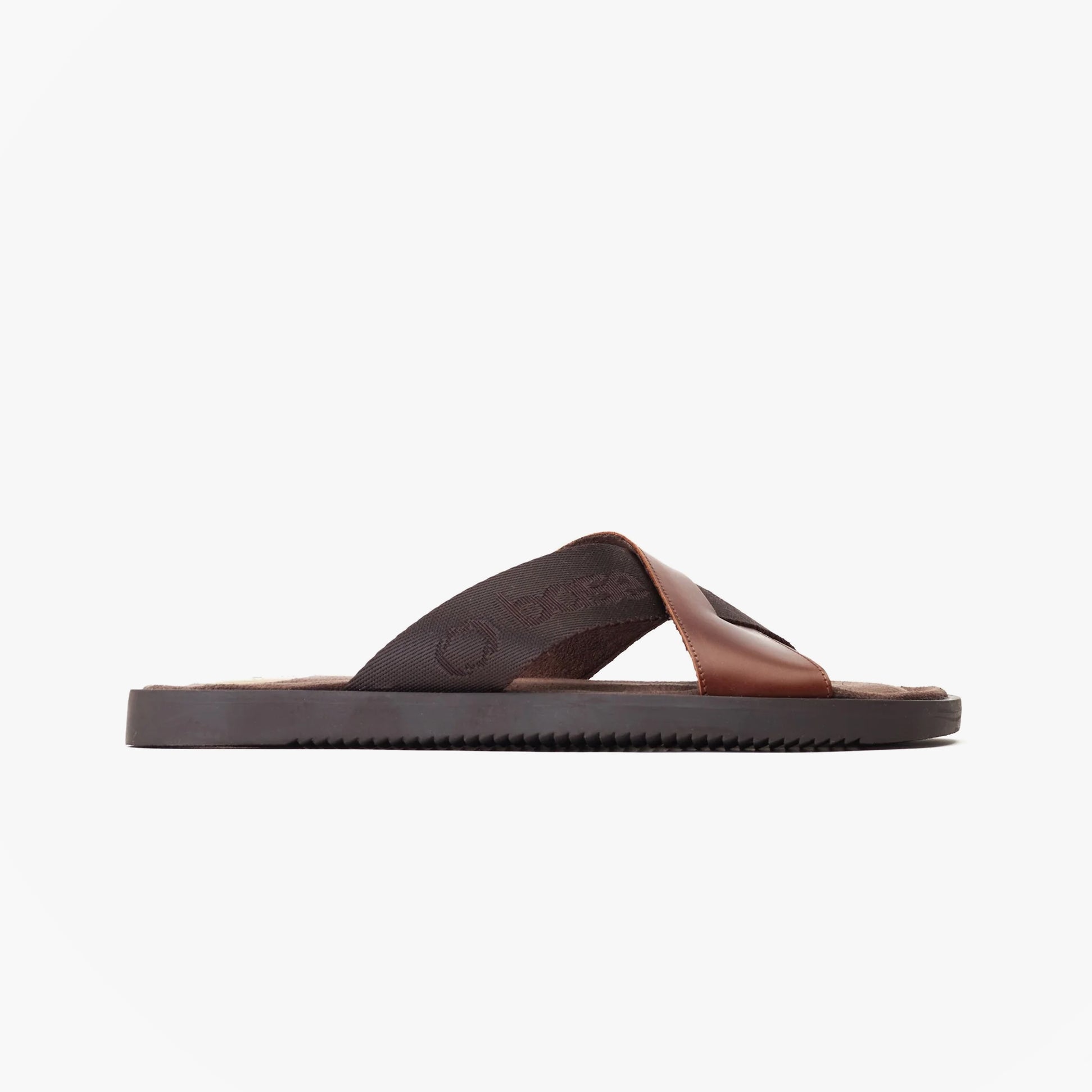 Base London WEBB Mens Sandals Brown side view featuring leather upper and synthetic sole.
