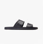 Base London MAVEN Mens Sandals Black side view with leather upper and rubber sole.