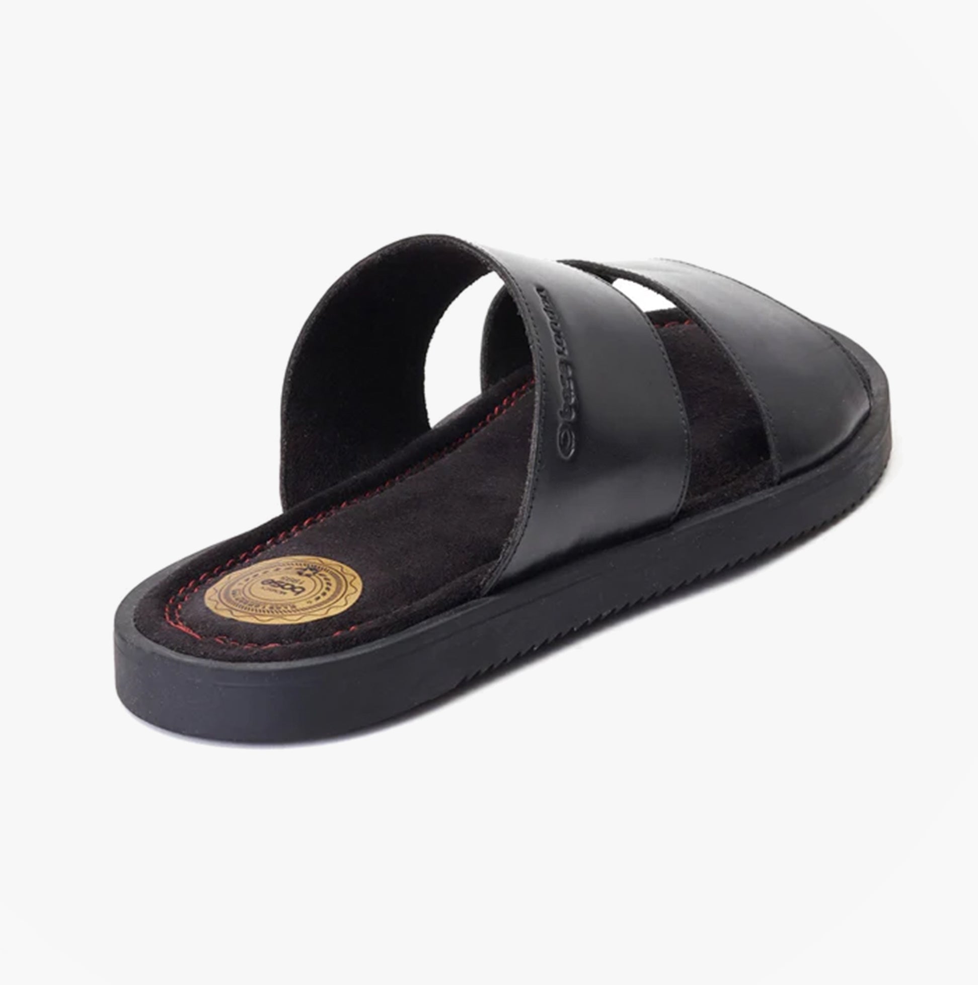 Base London MAVEN Mens Sandals Black side view showing leather upper and slip-on design.