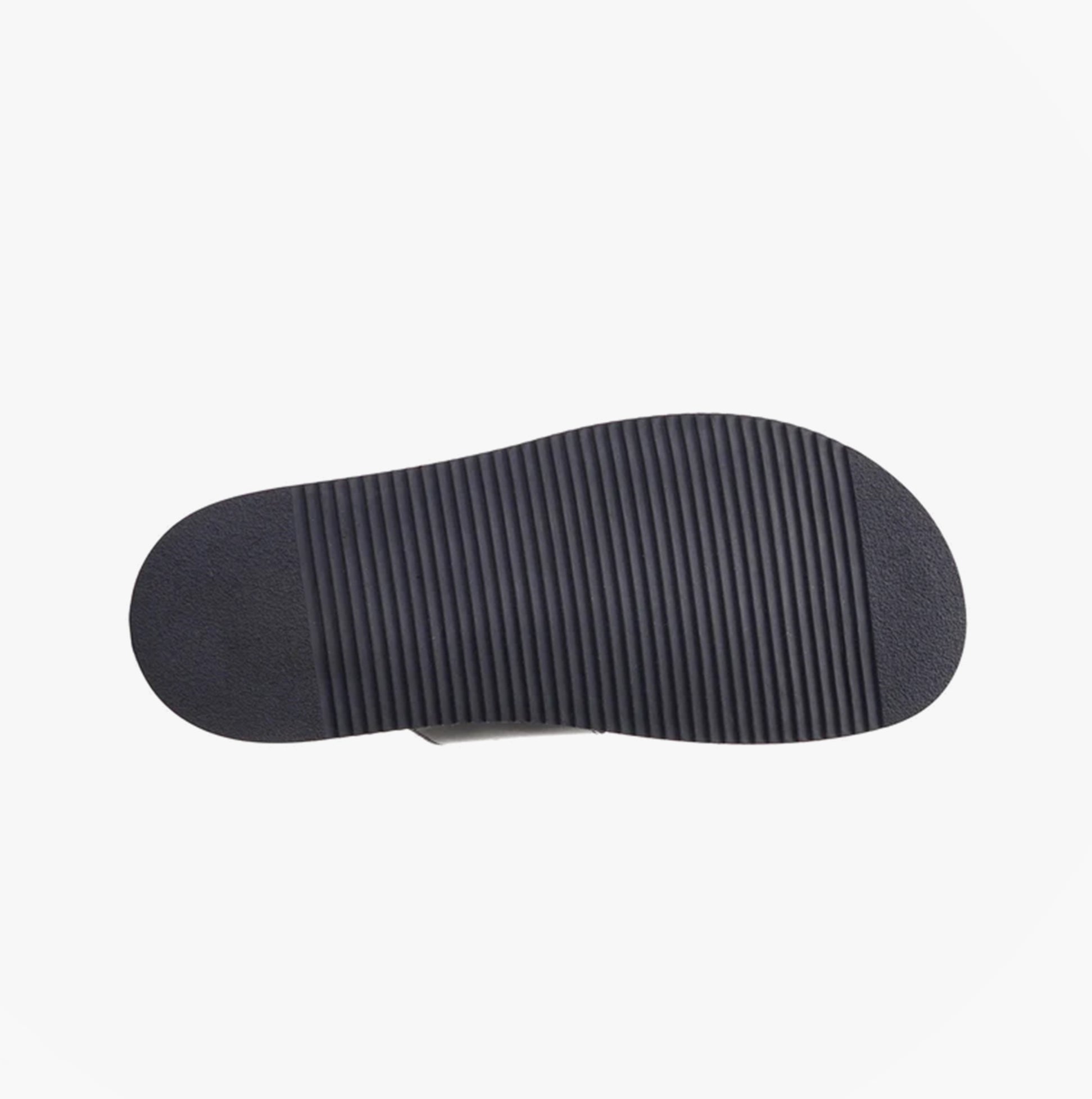 Base London MAVEN Mens Sandals Black flat sole view with rubber texture and design.