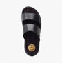 Base London MAVEN Mens Sandals Black top view showcasing leather straps and slip-on design.