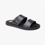 Base London MAVEN Mens Sandals Black side view showing leather upper and flat rubber sole.