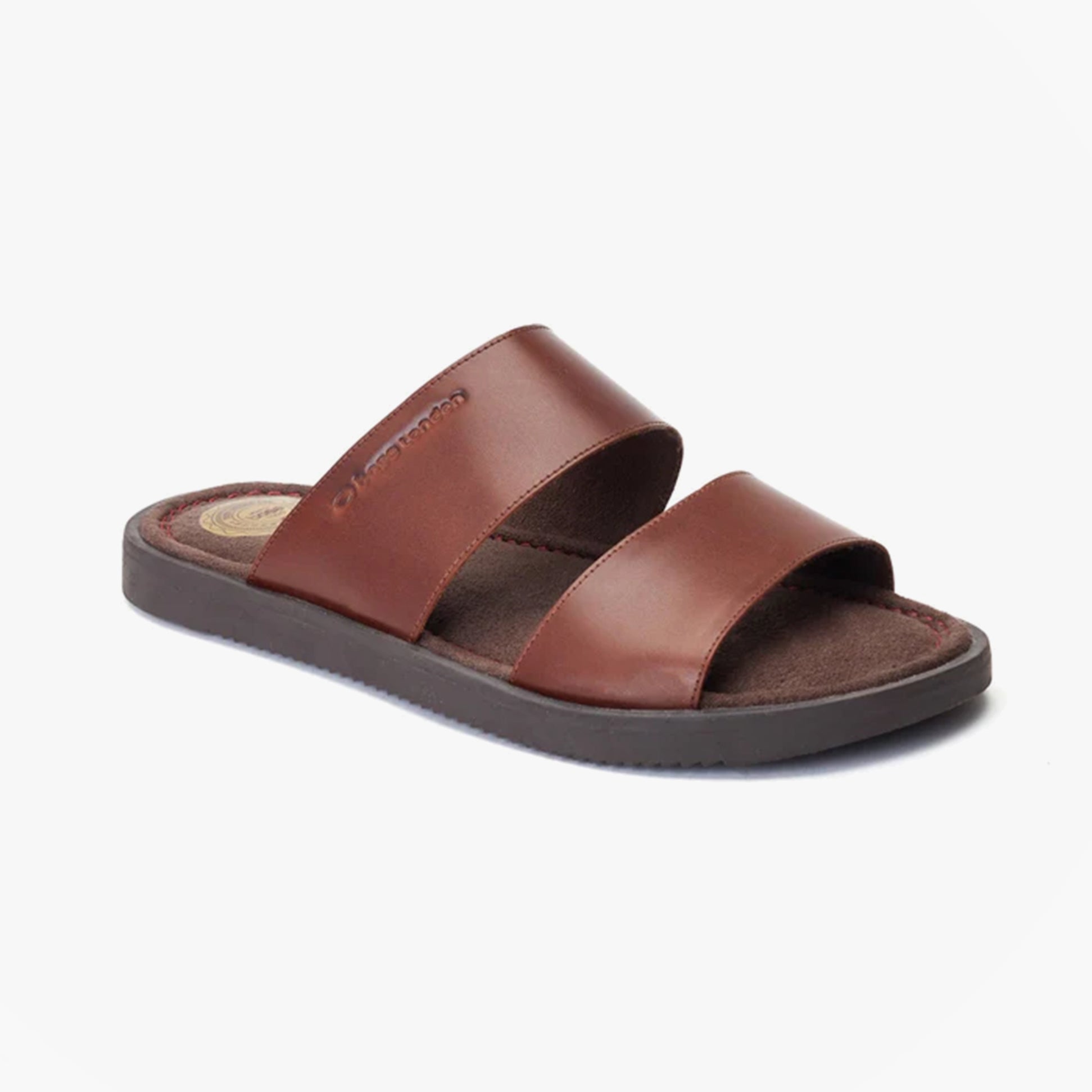 Base London MAVEN Mens Sandals Brown side view showing leather upper and rubber sole features.