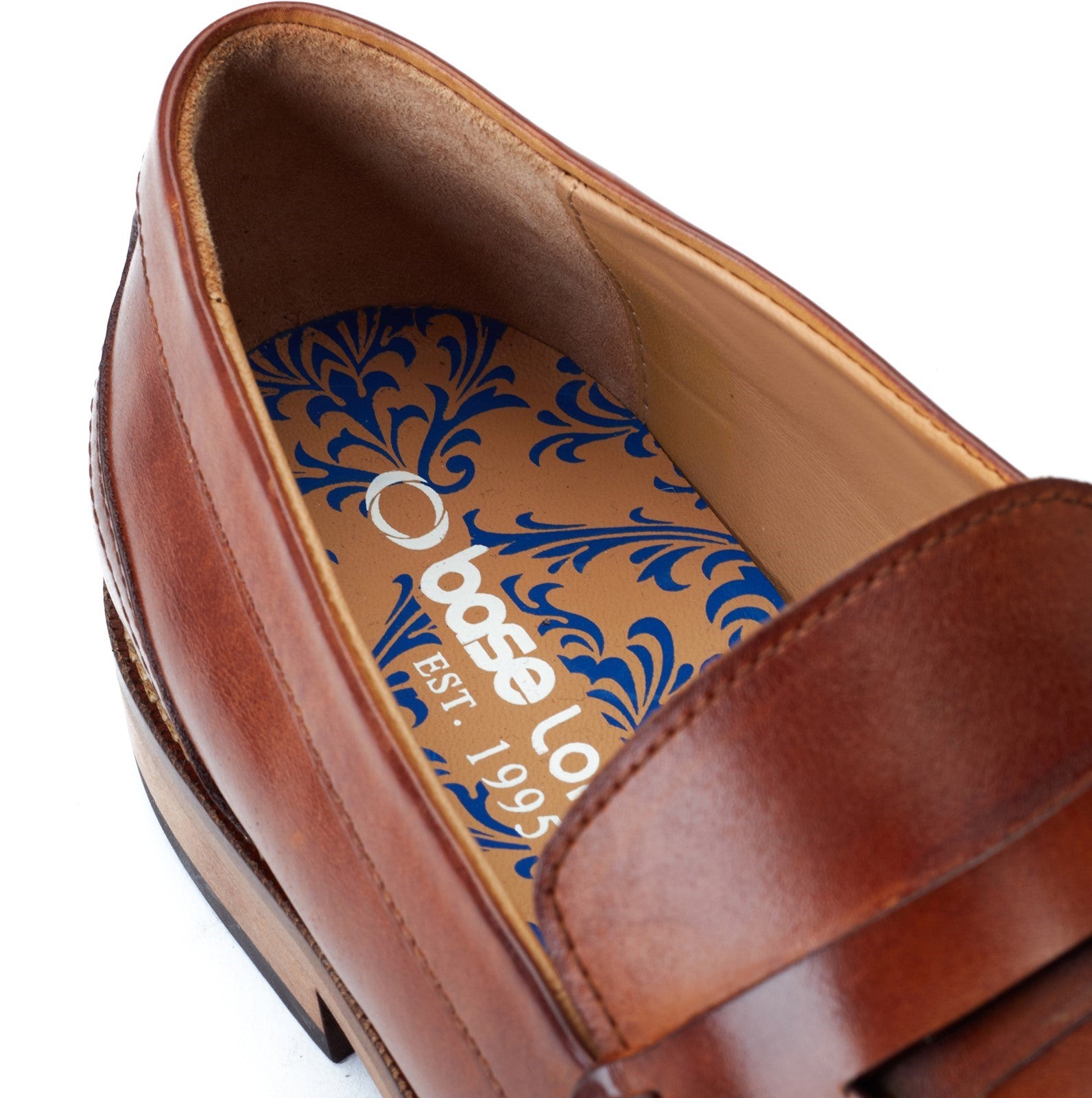 Base London GARFIELD Mens Shoes Tan detail view showcasing leather upper and inner lining design.