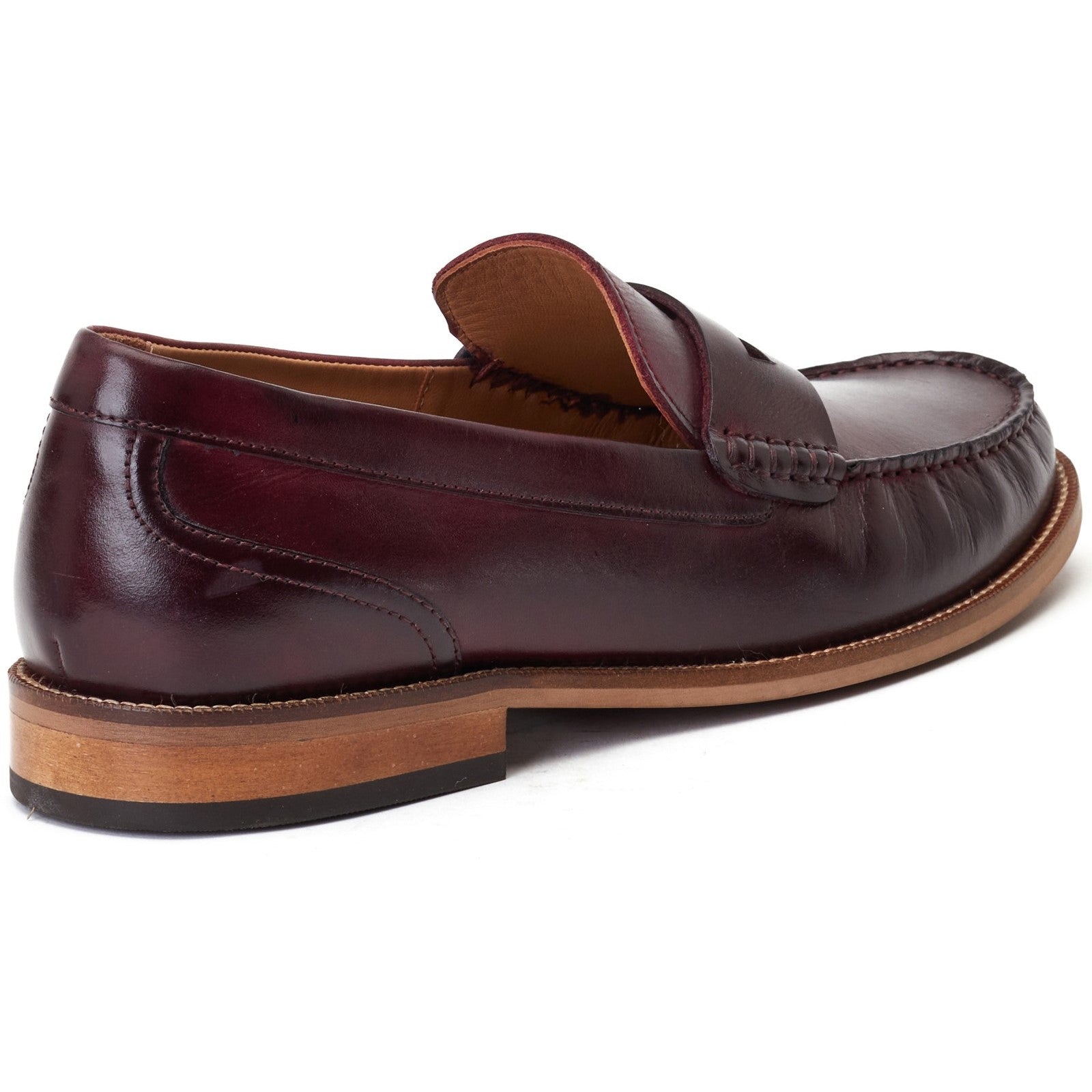 Base London GARFIELD Mens Shoes Wine side view showing leather upper and low heel design.
