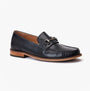 Base London MADISON Mens Shoes Black side view loafers with leather upper and low heel.
