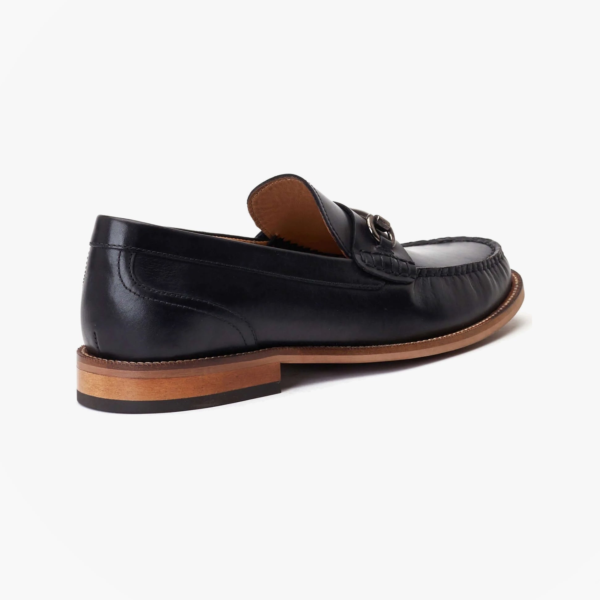 Base London MADISON Mens Shoes Black side view showing leather upper and slip-on style.