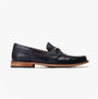 Base London MADISON Mens Shoes Black side view leather loafers with round toe and slip-on fastening