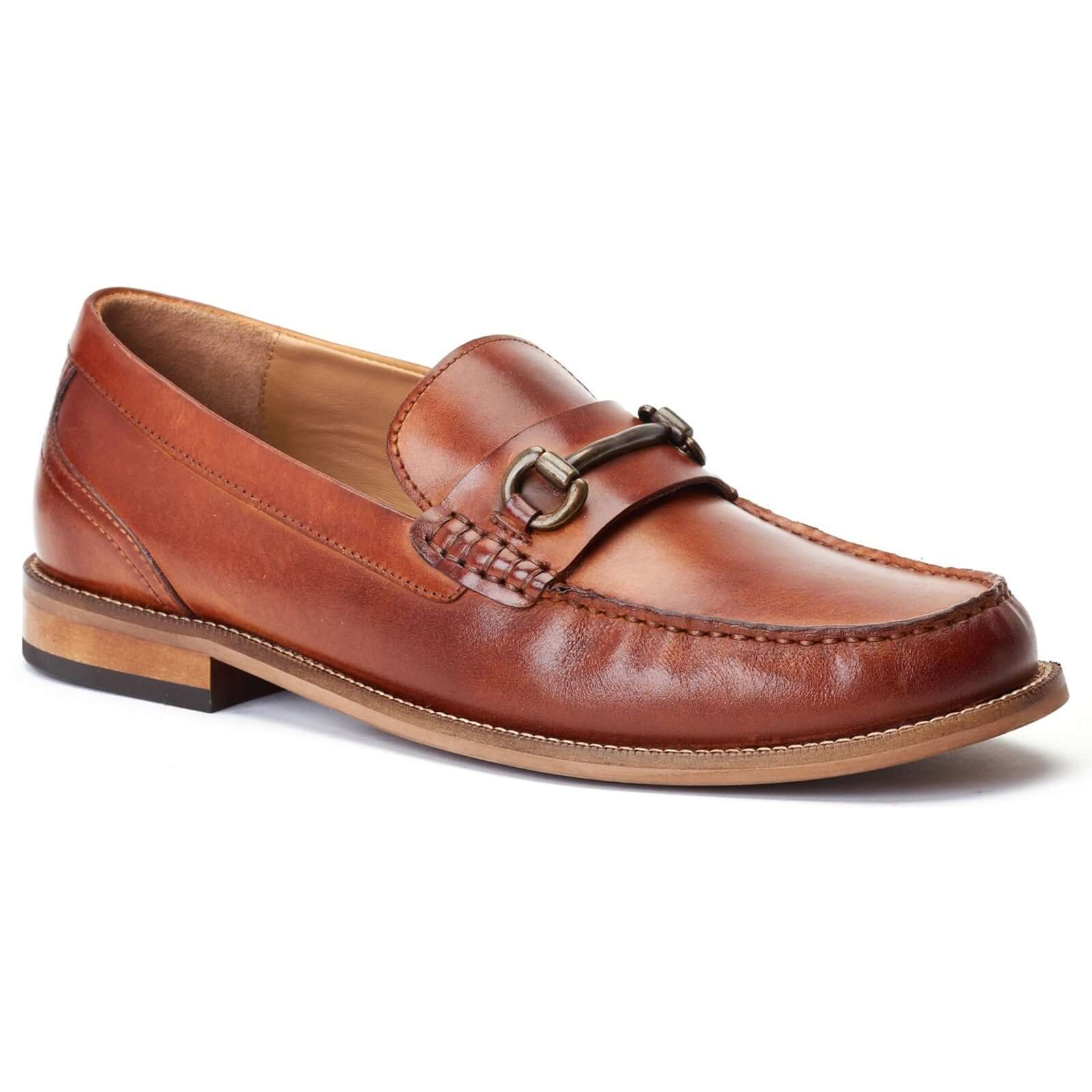 Base London MADISON Mens Shoes Brown side view showing leather upper, slip-on design, and low heel.