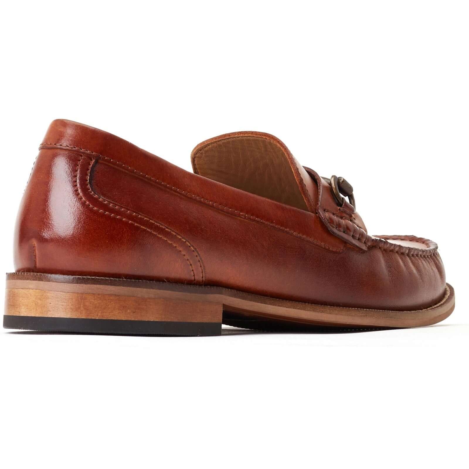 Base London MADISON Mens Shoes Brown side view showing leather loafer design and low heel.