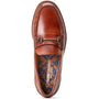 Base London MADISON Mens Shoes Brown top view showing leather loafer design with decorative buckle and blue patterned lining.
