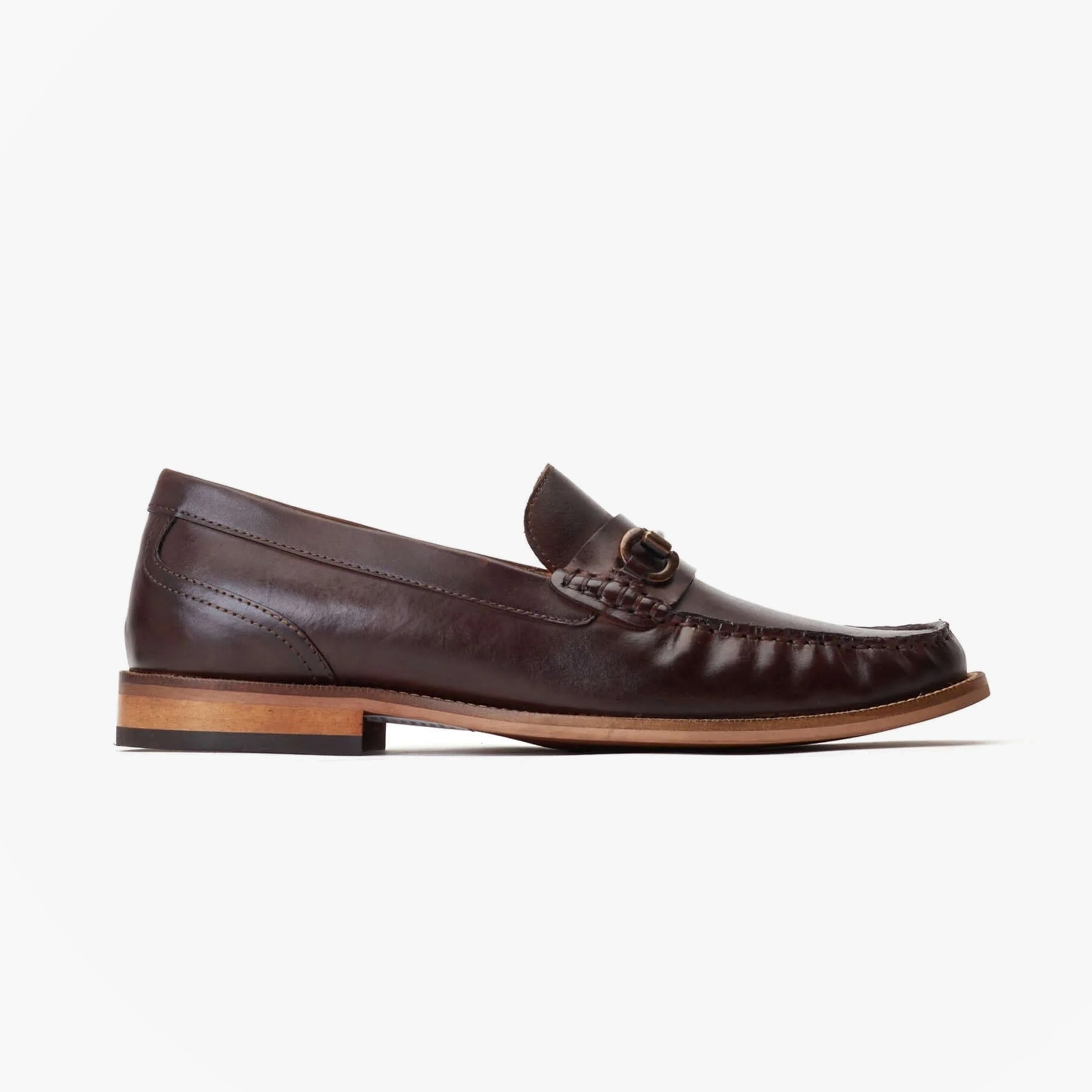 Base London MADISON Mens Shoes Tan side view leather loafer with round toe and slip-on design.