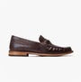 Base London MADISON Mens Shoes Tan side view leather loafer with round toe and slip-on design.
