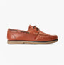 Base London STERN Mens Trainers Tan side view showcasing leather upper and lace-up fastening.