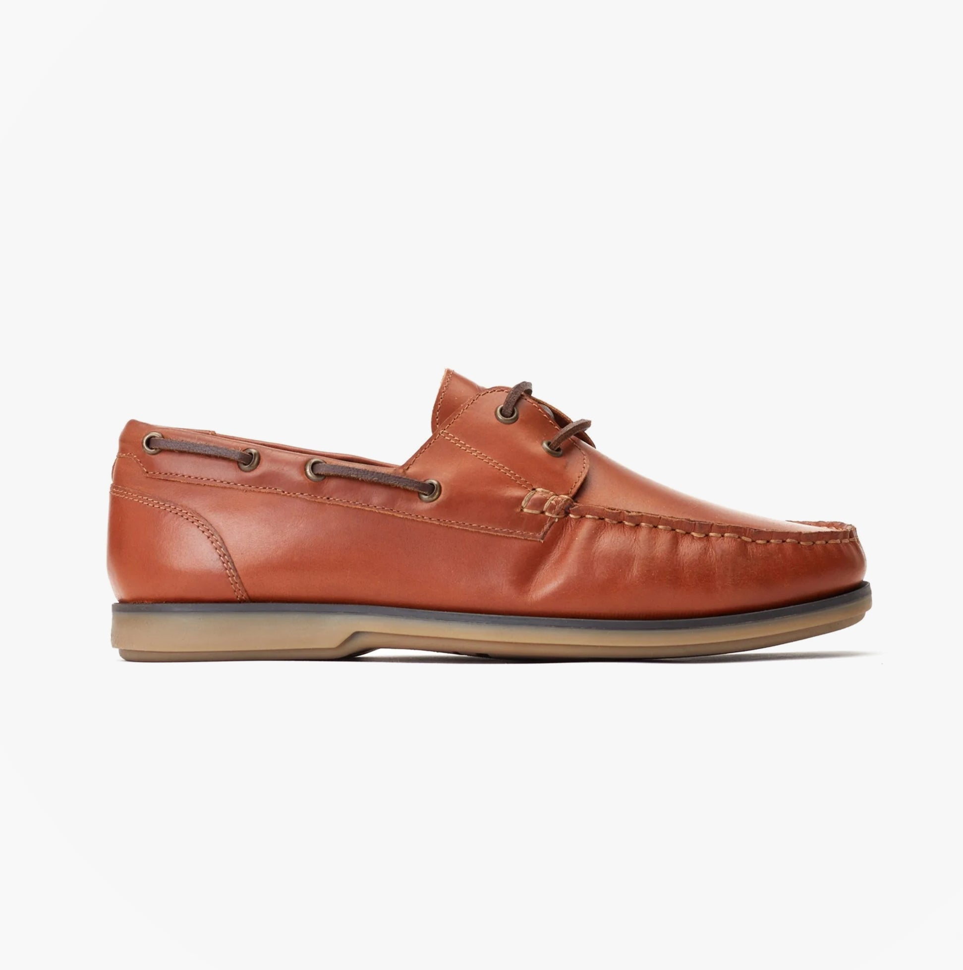Base London STERN Mens Trainers Tan side view showcasing leather upper and lace-up fastening.