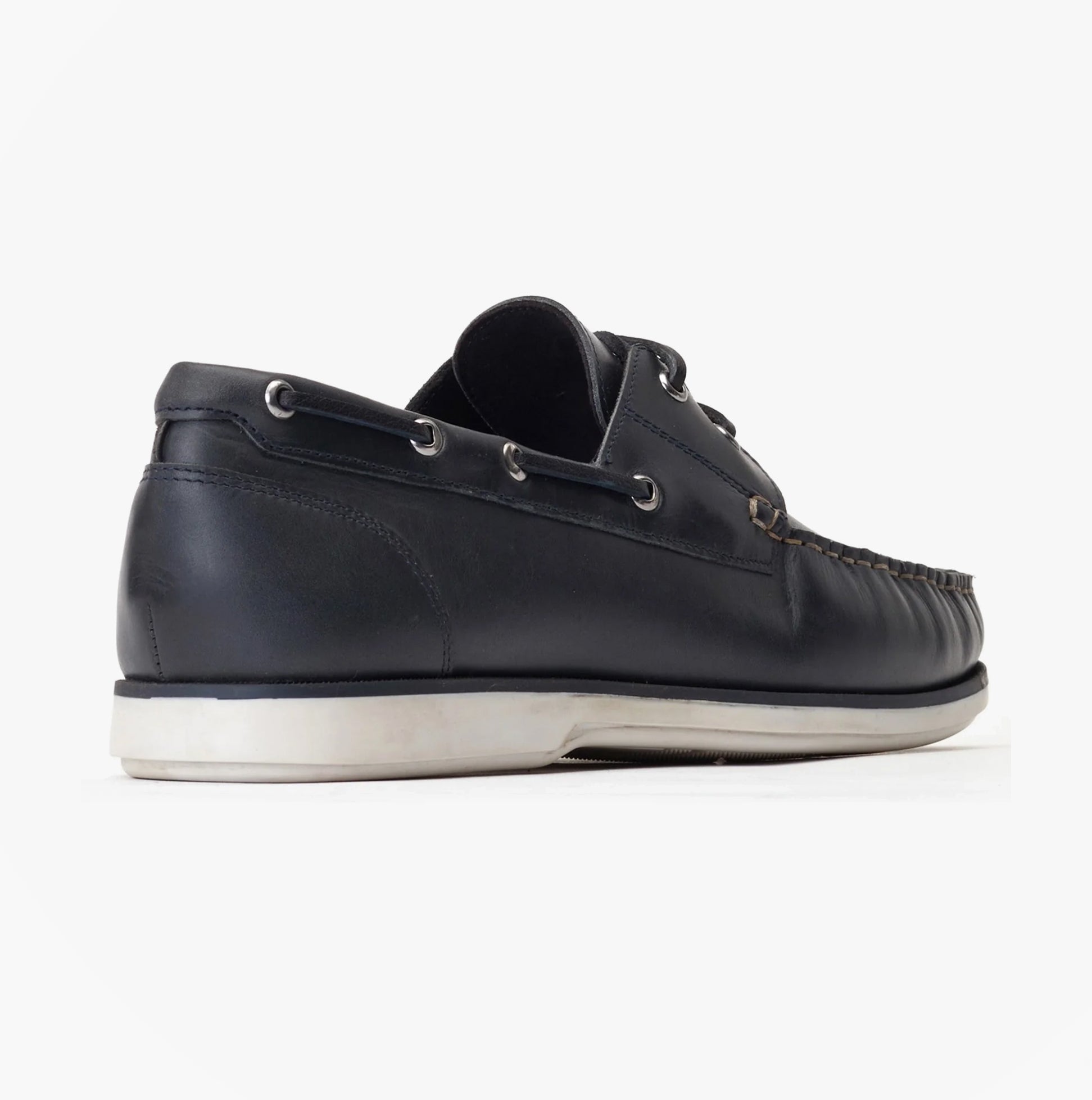 Base London STERN Mens Trainers Navy side view showing leather upper and lace-up closure