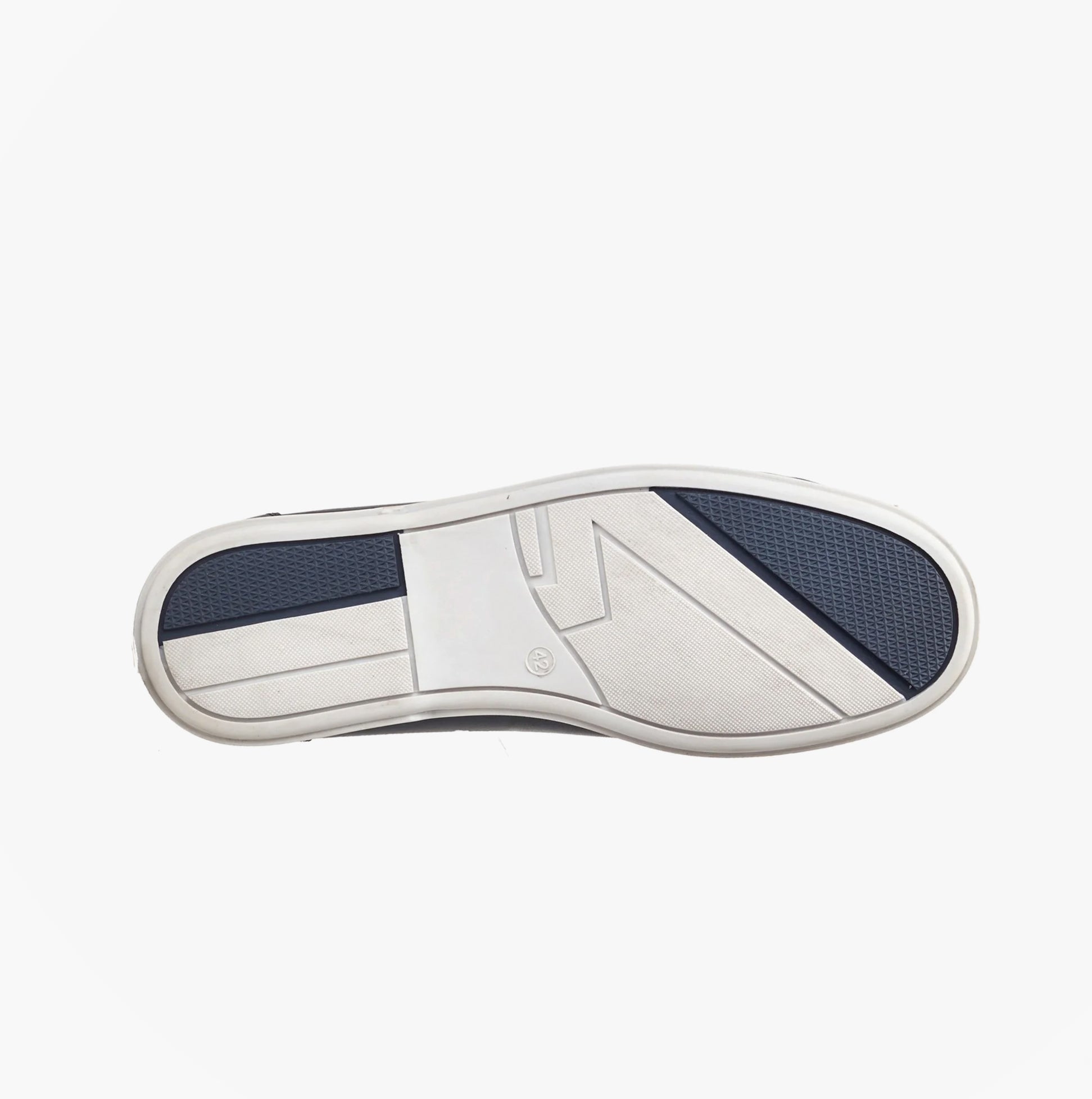 Base London STERN Mens Trainers Navy sole view, featuring a synthetic resin and rubber grip.