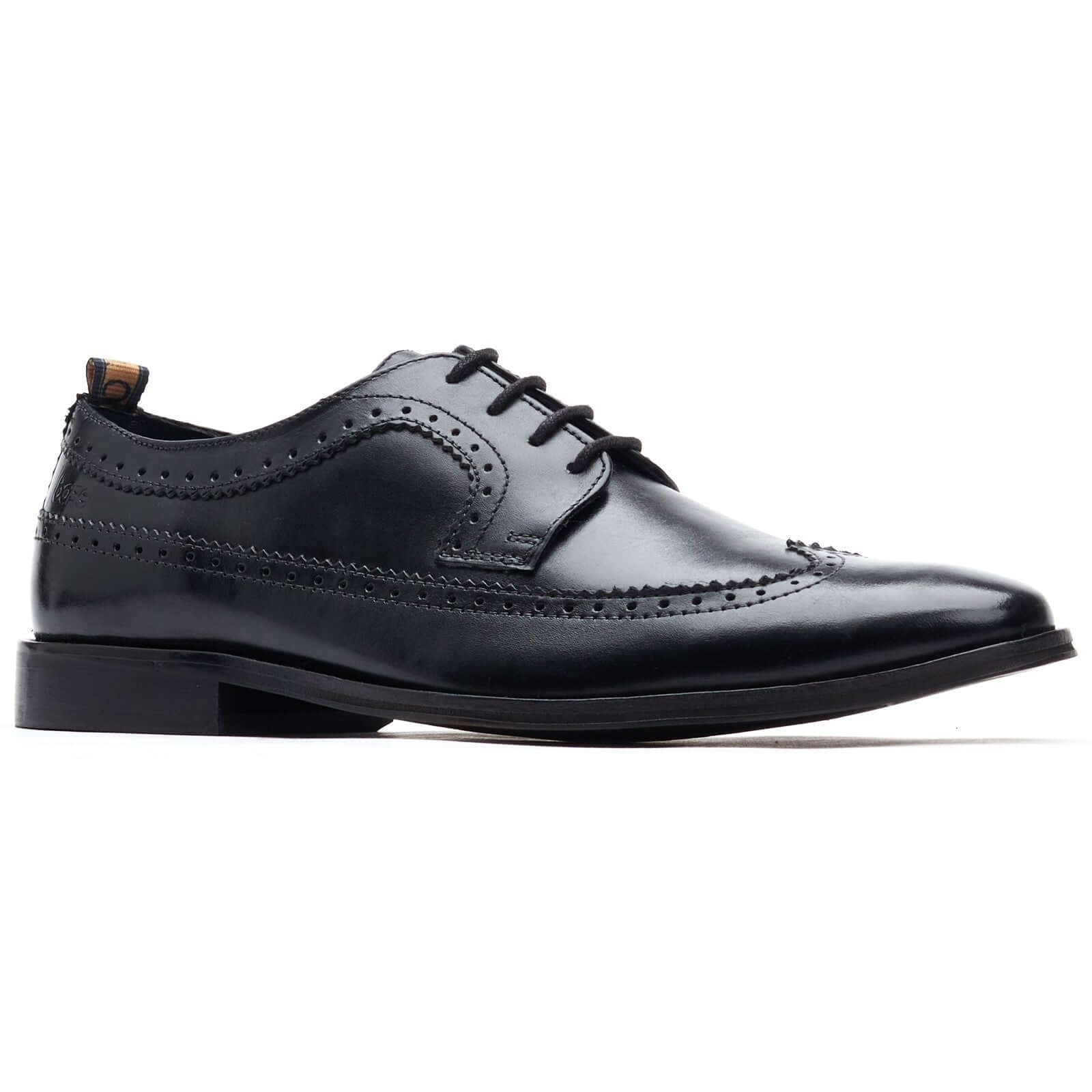 Base London HAVISHAM Mens Shoes Black side view showing leather upper, lace-up closure, and low heel.