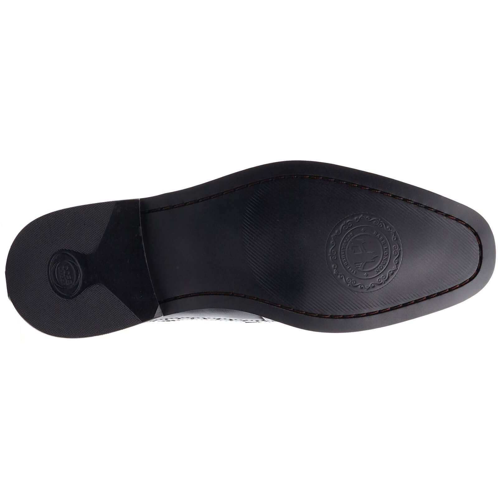 Base London HAVISHAM Mens Shoes Black sole view, showcasing the resin sole and embossed logo detail.