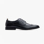 Base London HAVISHAM Mens Shoes Black side view features lace-up derby style with leather upper and round toe.
