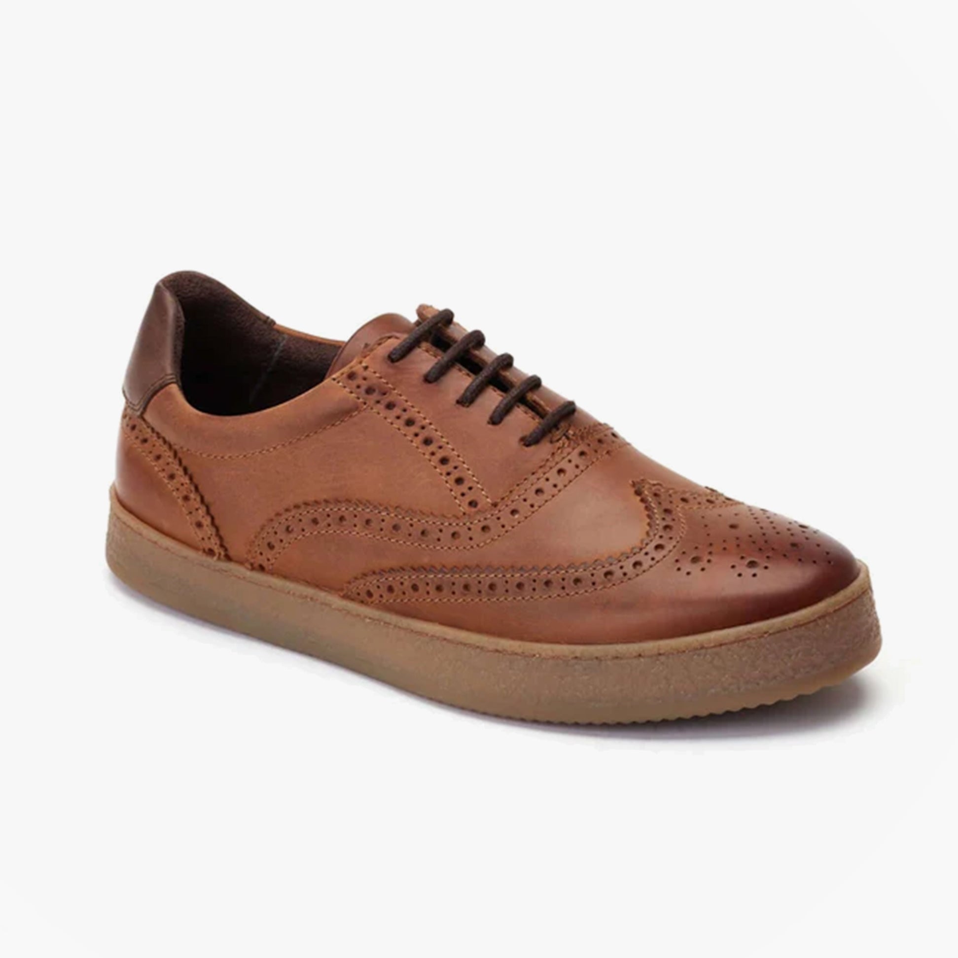 Base London CHRISTO Mens Shoes Tan side view showing leather upper and lace-up design on a light background.