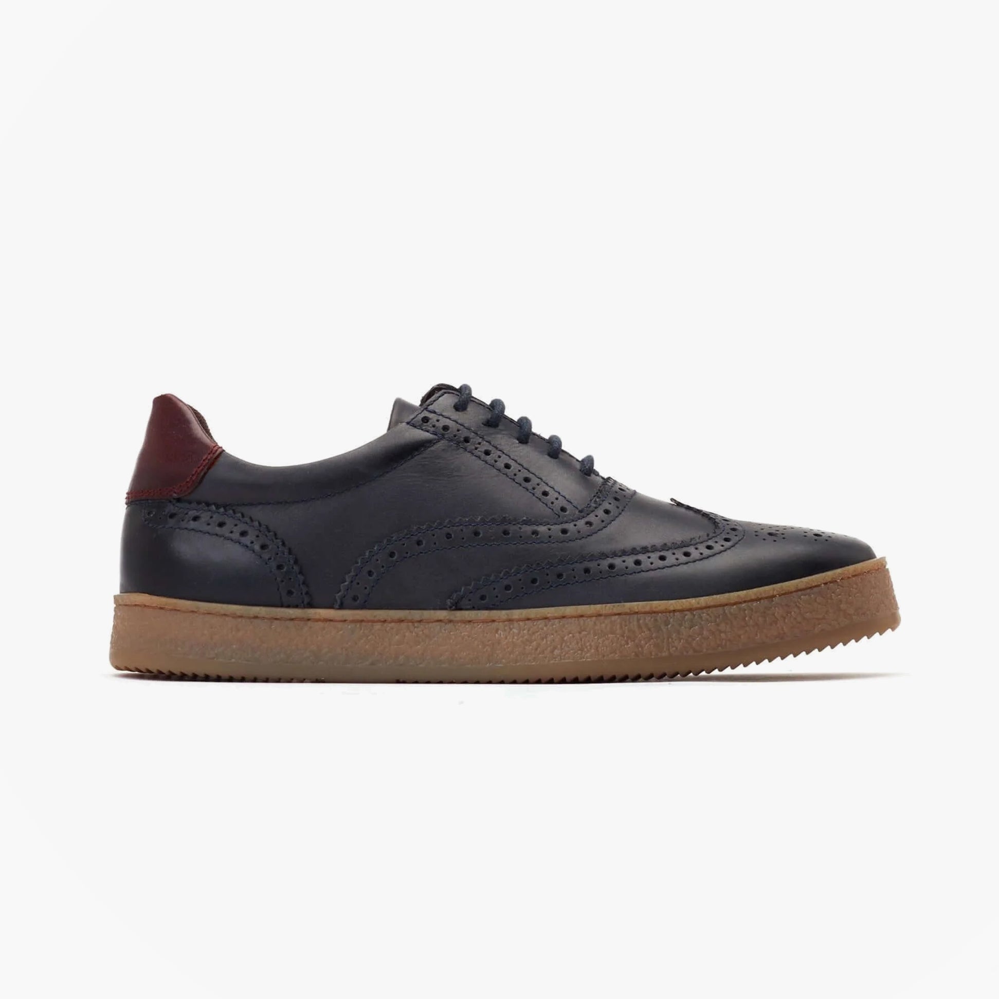 Base London CHRISTO Mens Shoes Navy side view, leather upper, breathable, lace-up closure.