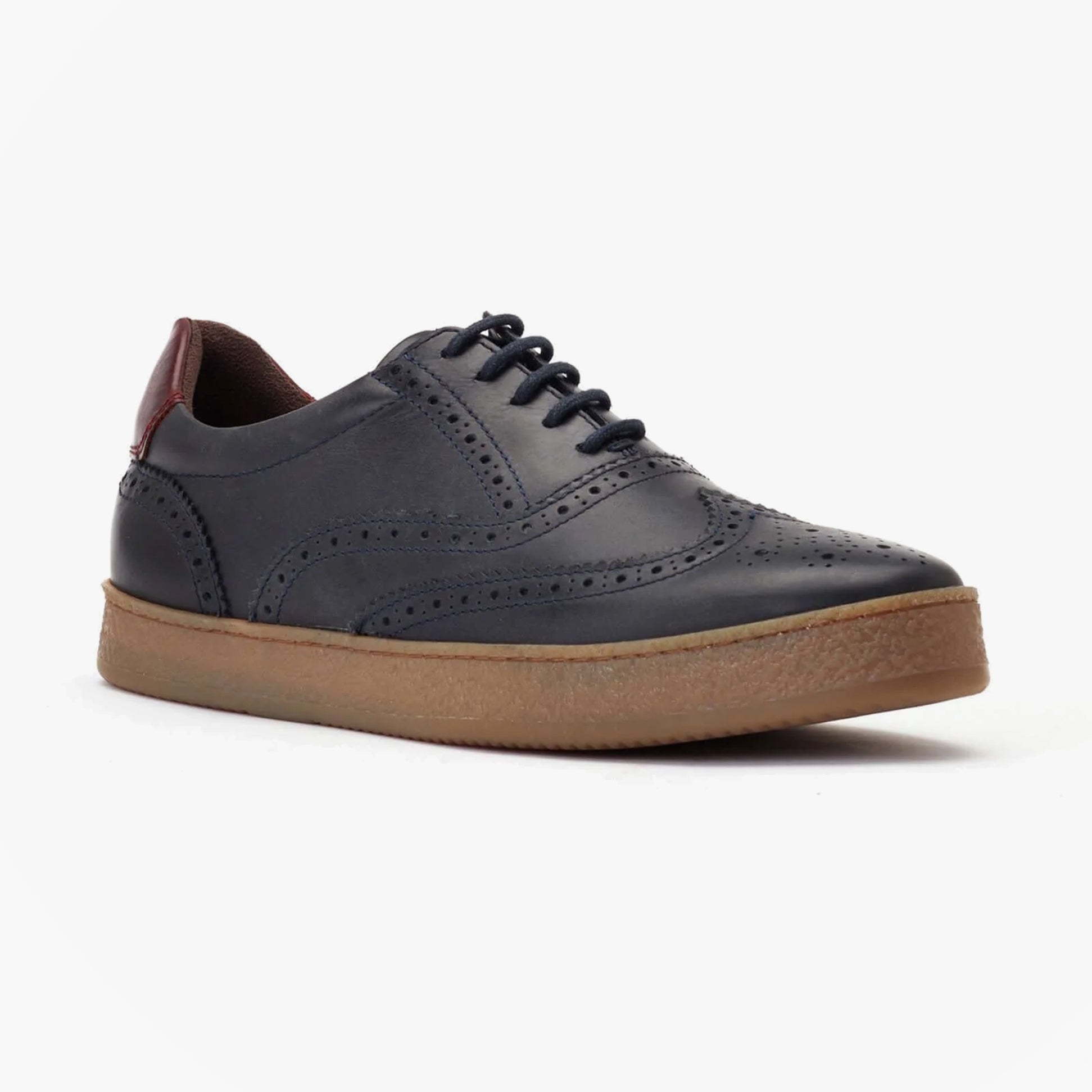 Base London CHRISTO Mens Shoes Navy side view showing leather upper, lace-up design, and rubber sole.