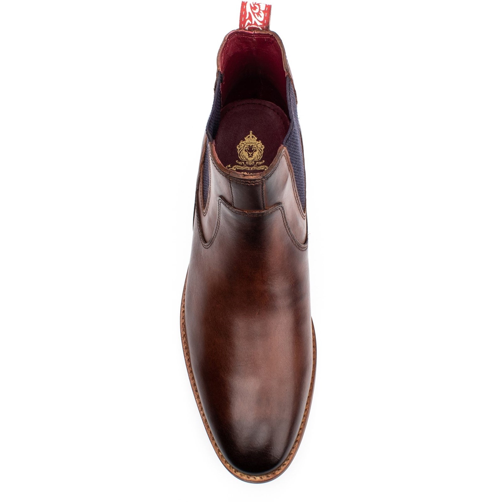 Base London SCOUT Mens Boots Brown top view showing leather upper and elasticated side panel.