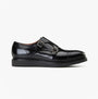 Base London KNIGHT Mens Shoes Black side view showcasing leather upper and monk strap buckle details.