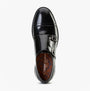 Base London KNIGHT Mens Shoes Black top view featuring sleek leather finish and buckle detail.