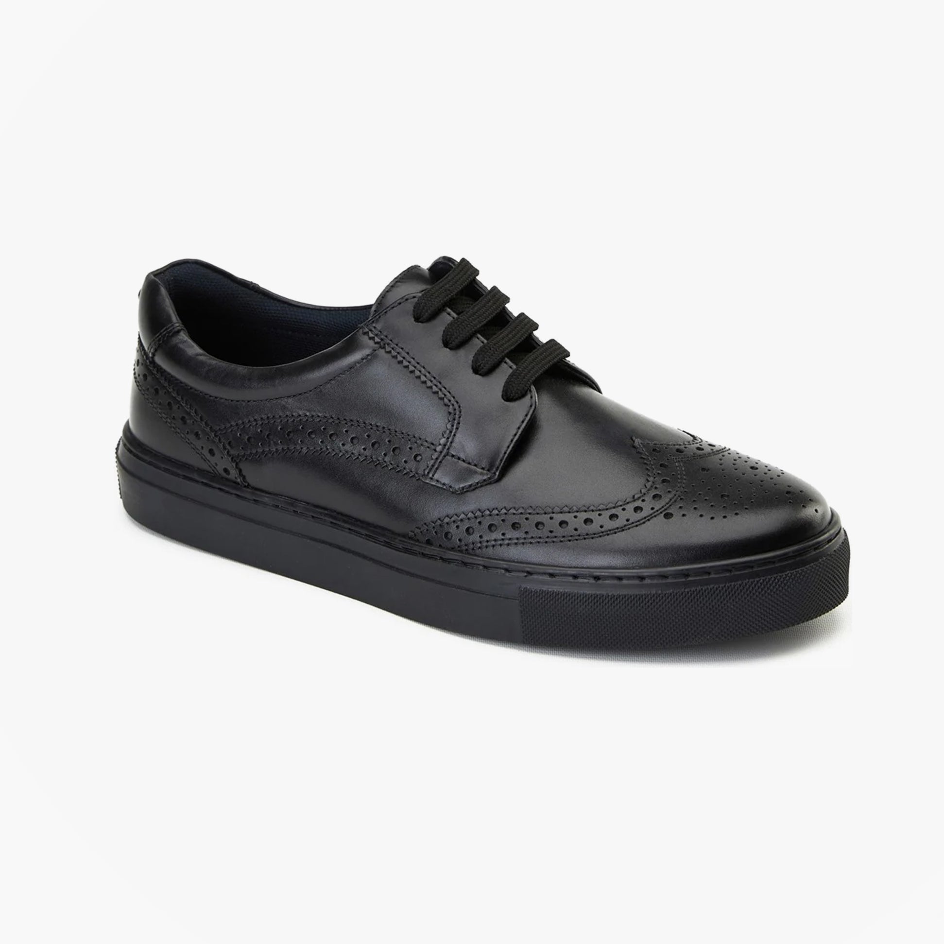 Base London CLAPTON Mens Shoes Black side view showing lace-up closure and leather upper.