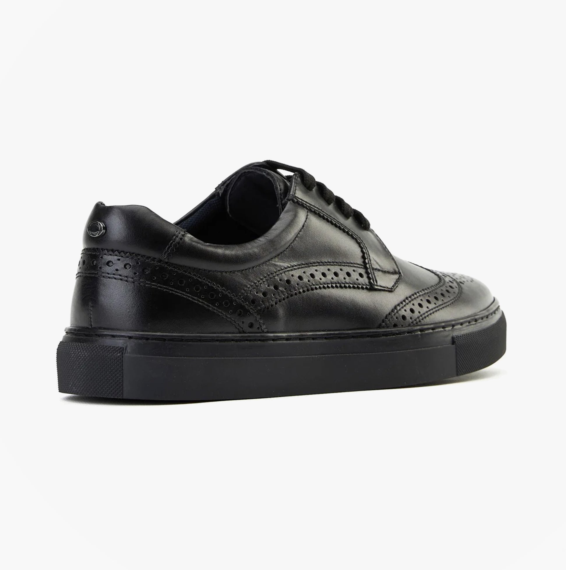 Base London CLAPTON Mens Shoes Black side view showing leather upper and round toe design