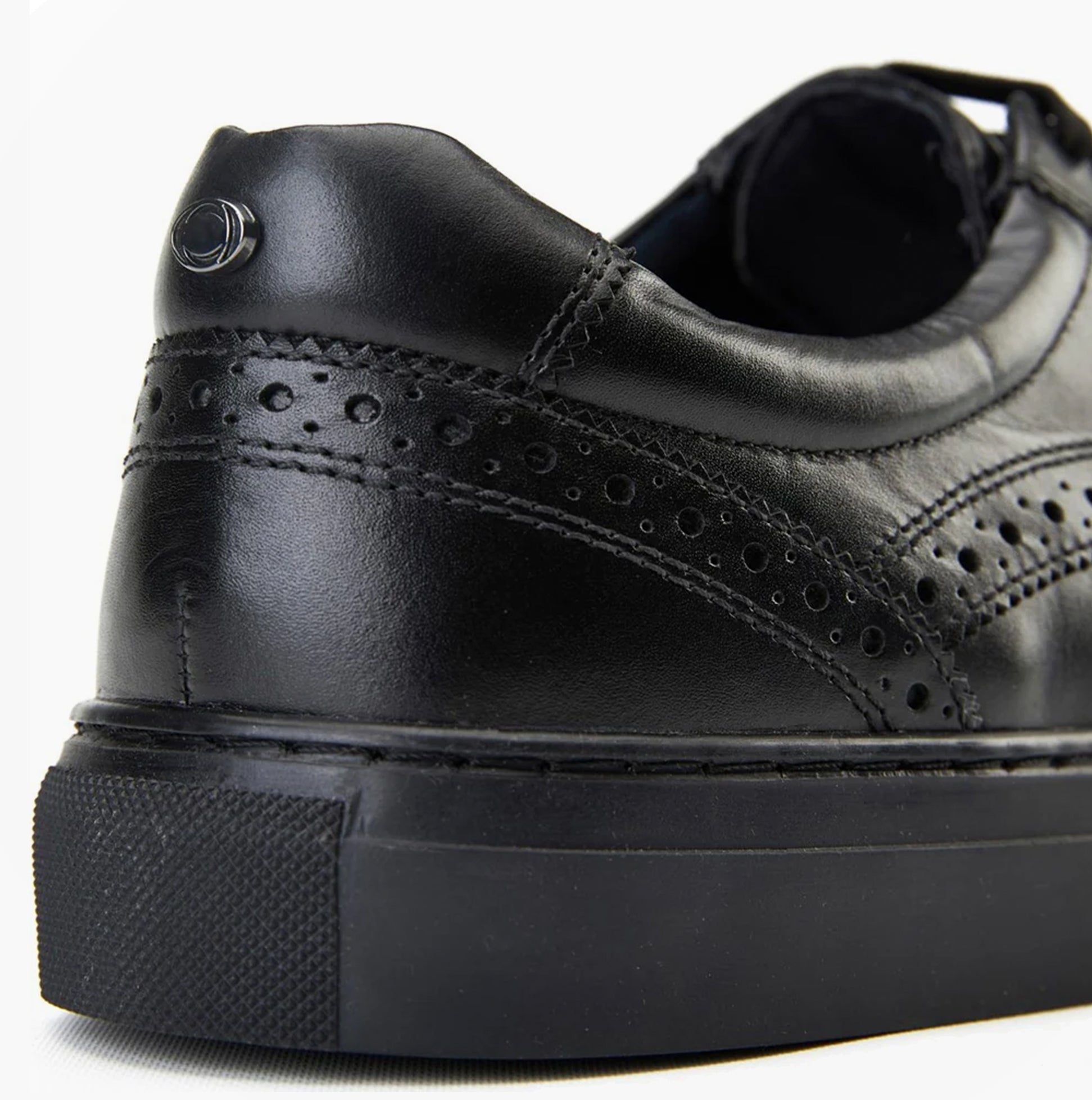 Base London CLAPTON Mens Shoes Black detail view showcasing the black leather and lace-up design.