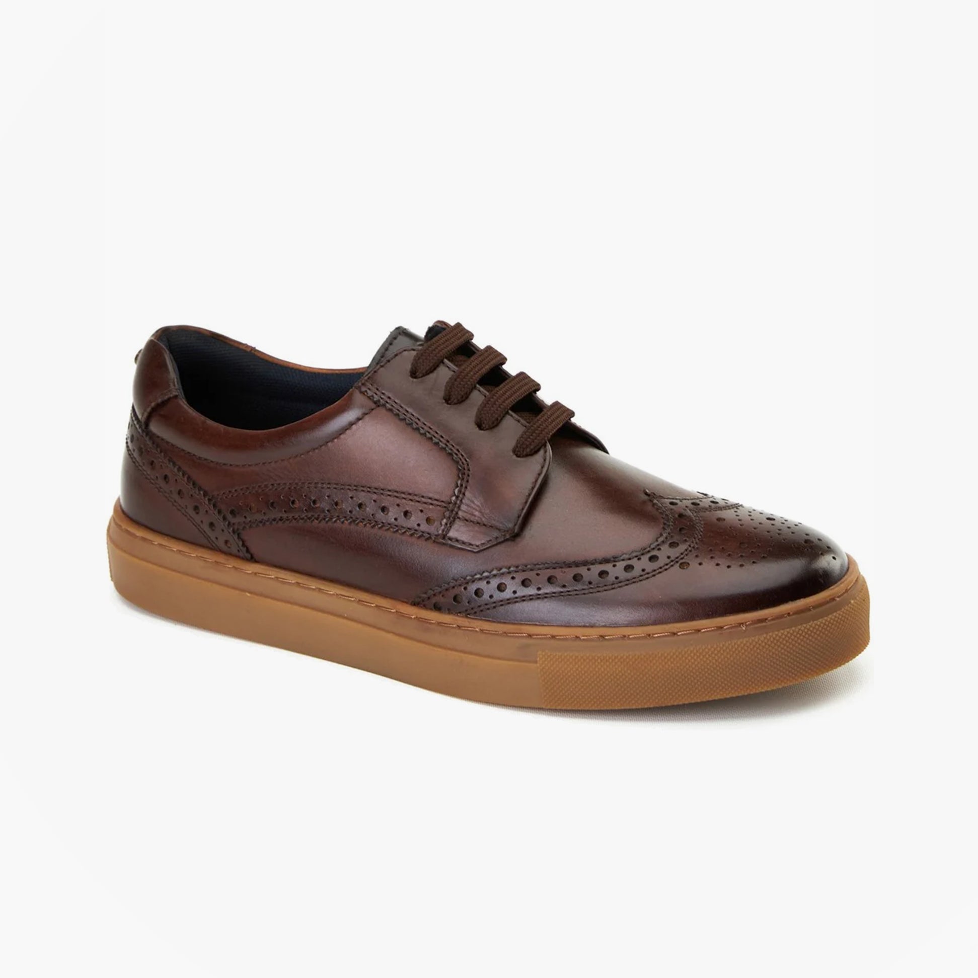 Base London CLAPTON Mens Shoes Brown side view, leather upper, lace-up closure, round toe.