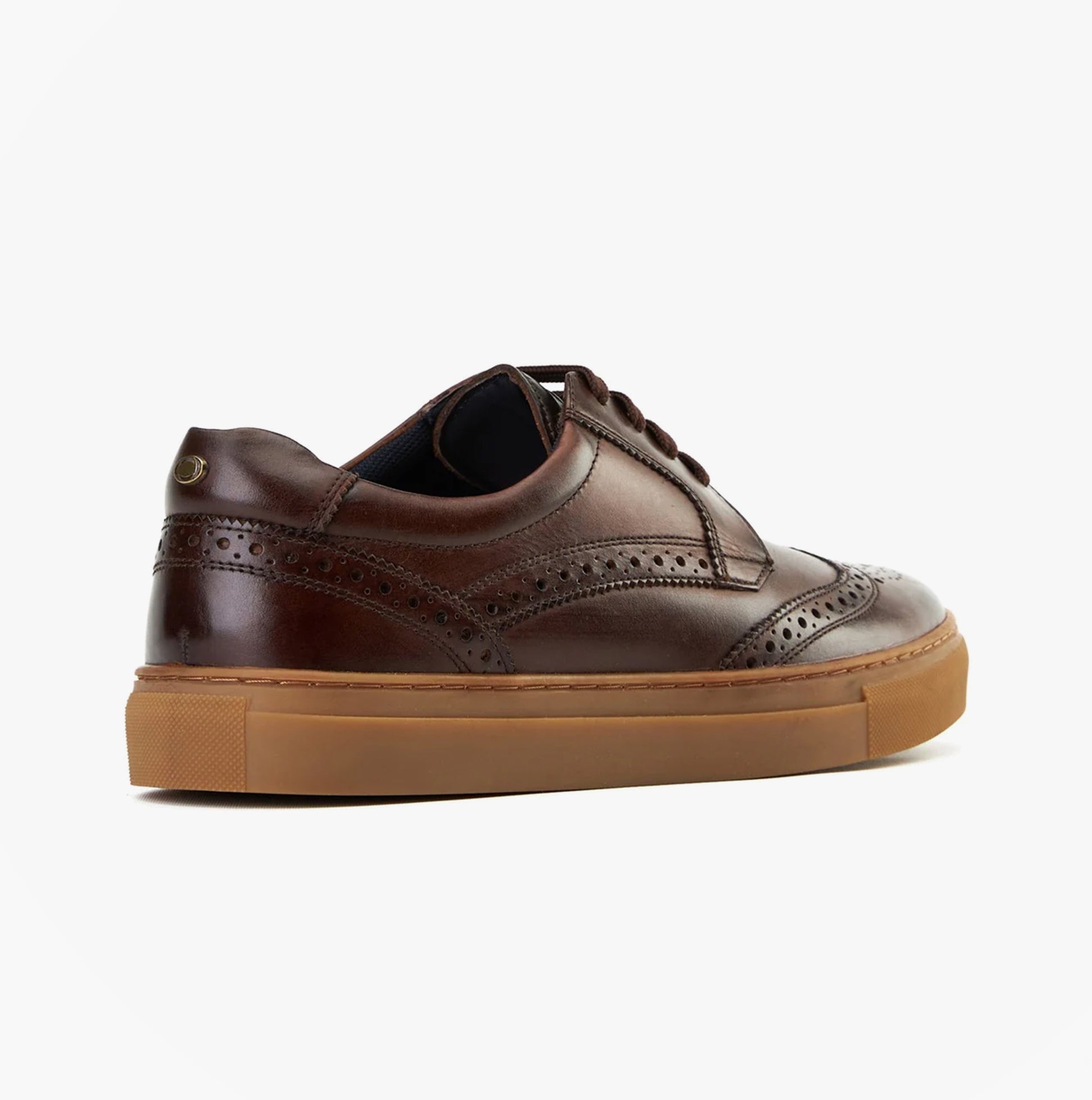 Base London CLAPTON Mens Shoes Brown side view featuring leather upper and rubber sole.