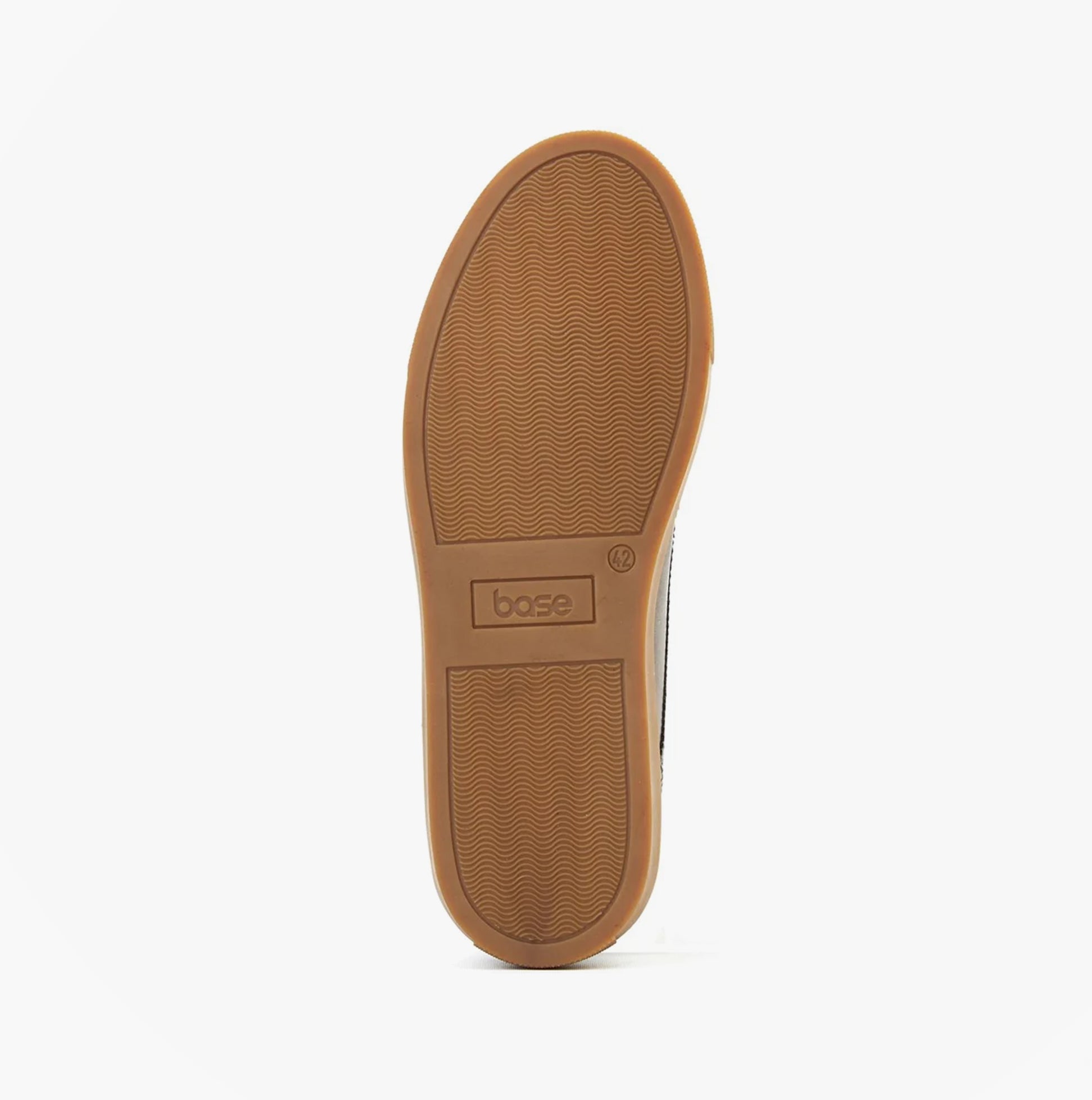 Base London CLAPTON Mens Shoes Brown bottom view showing rubber sole design and brand logo.