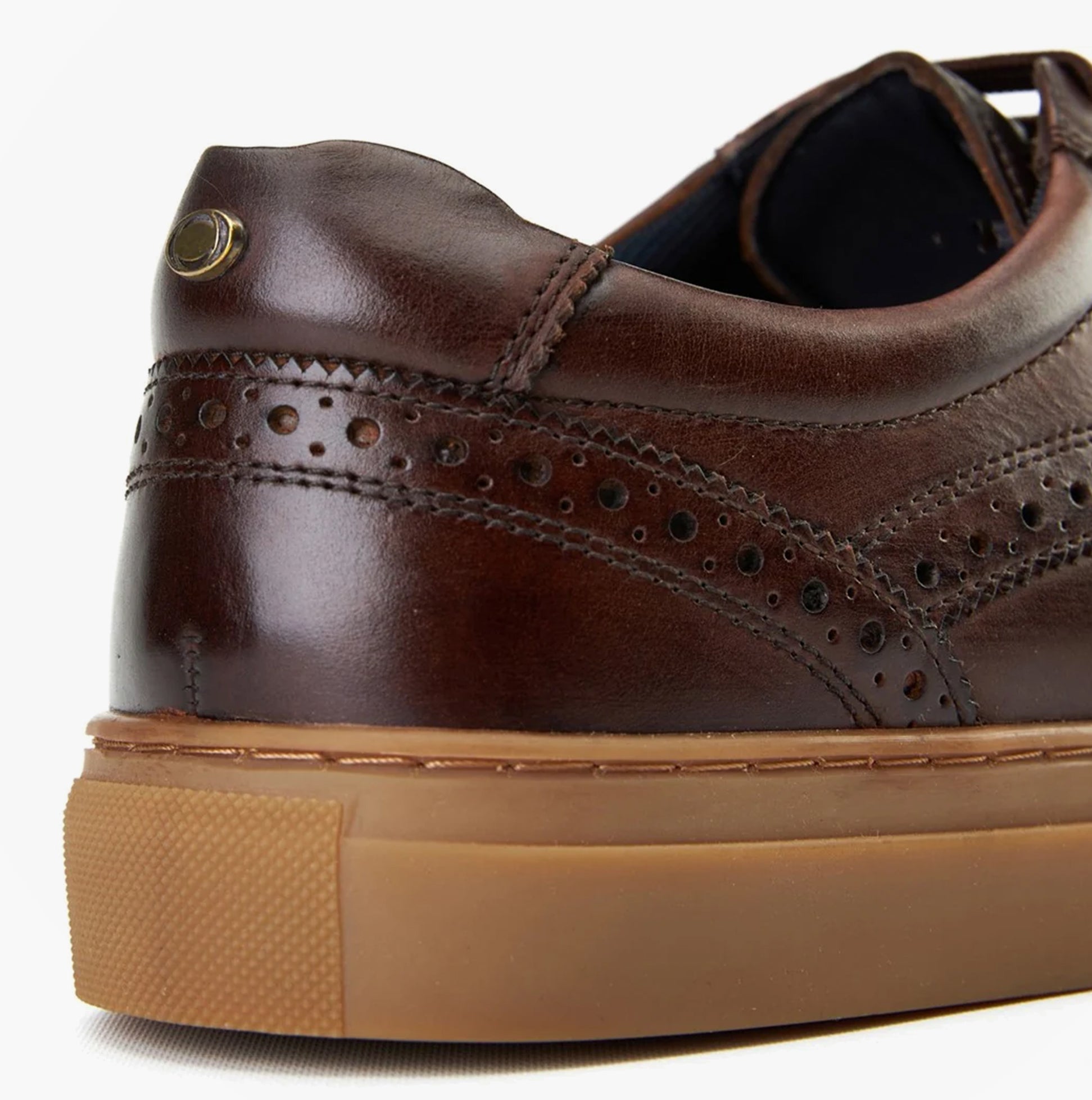 Base London CLAPTON Mens Shoes Brown detail view showcasing brown leather upper and rubber sole.