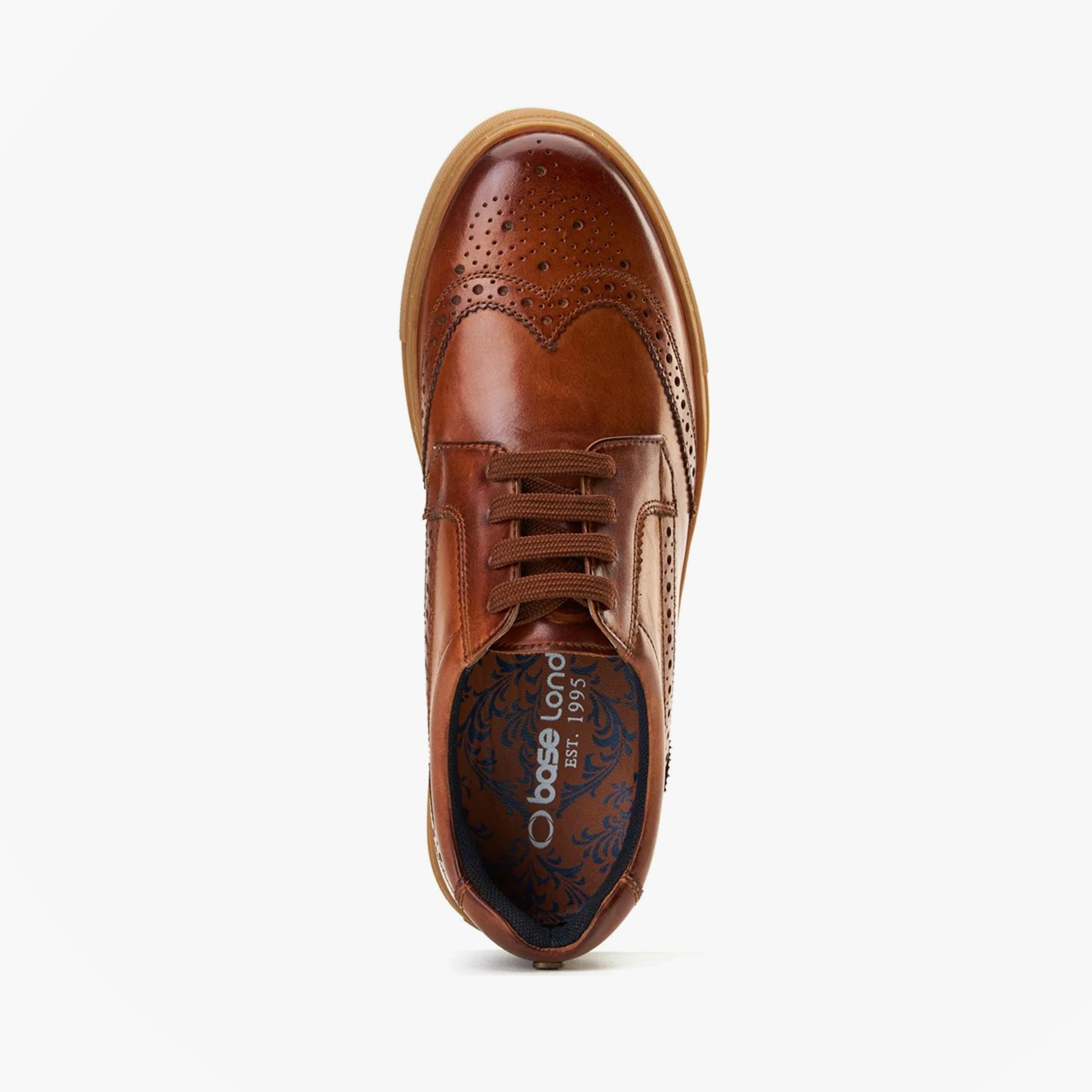 Base London CLAPTON Mens Shoes Tan top view showing leather upper and lace-up fastening.