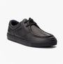Base London DALSTON Mens Shoes Black side view leather lace-up moccasins with round toe and low top design